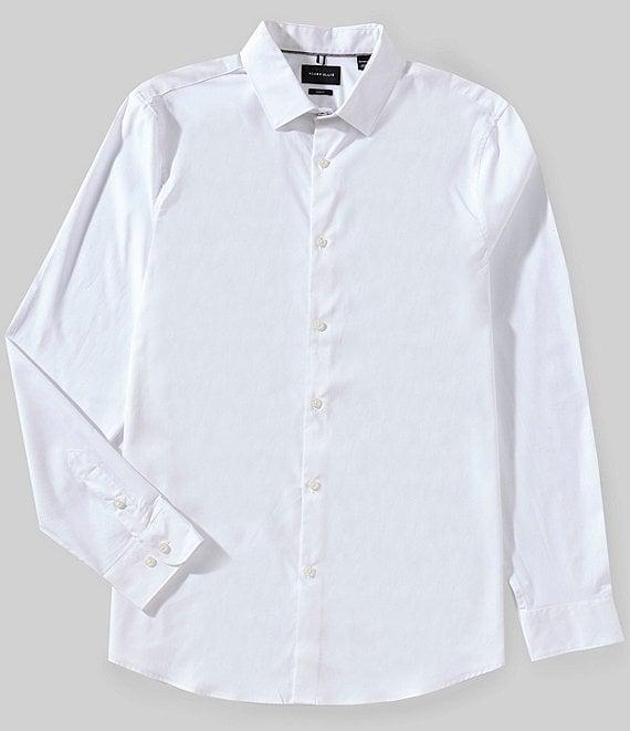 Perry Ellis Big & Tall Slim Fit Stretch End-On-End Long Sleeve Woven Shirt Product Image