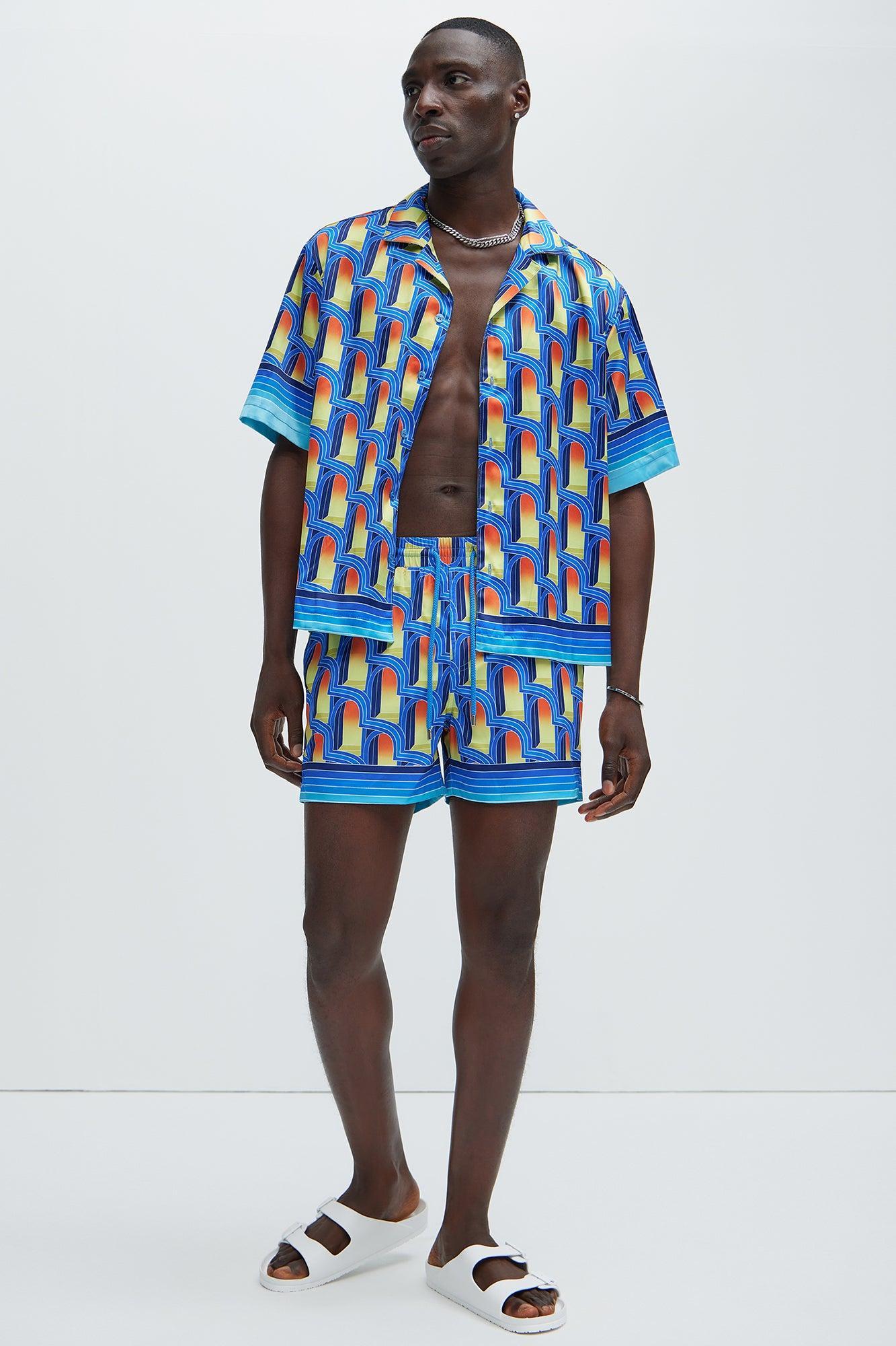 Cowan Geometric Shirt - Blue/combo Product Image