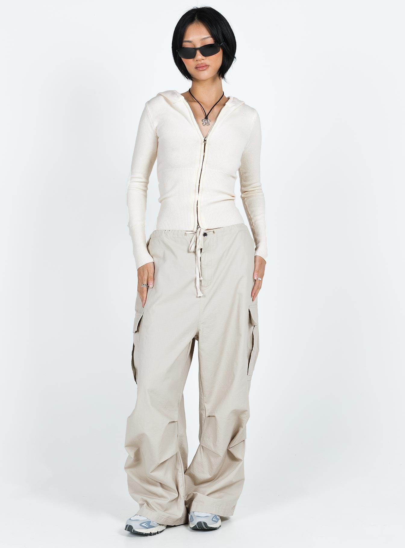 Elingford Zip Up Hooded Sweater Cream Product Image