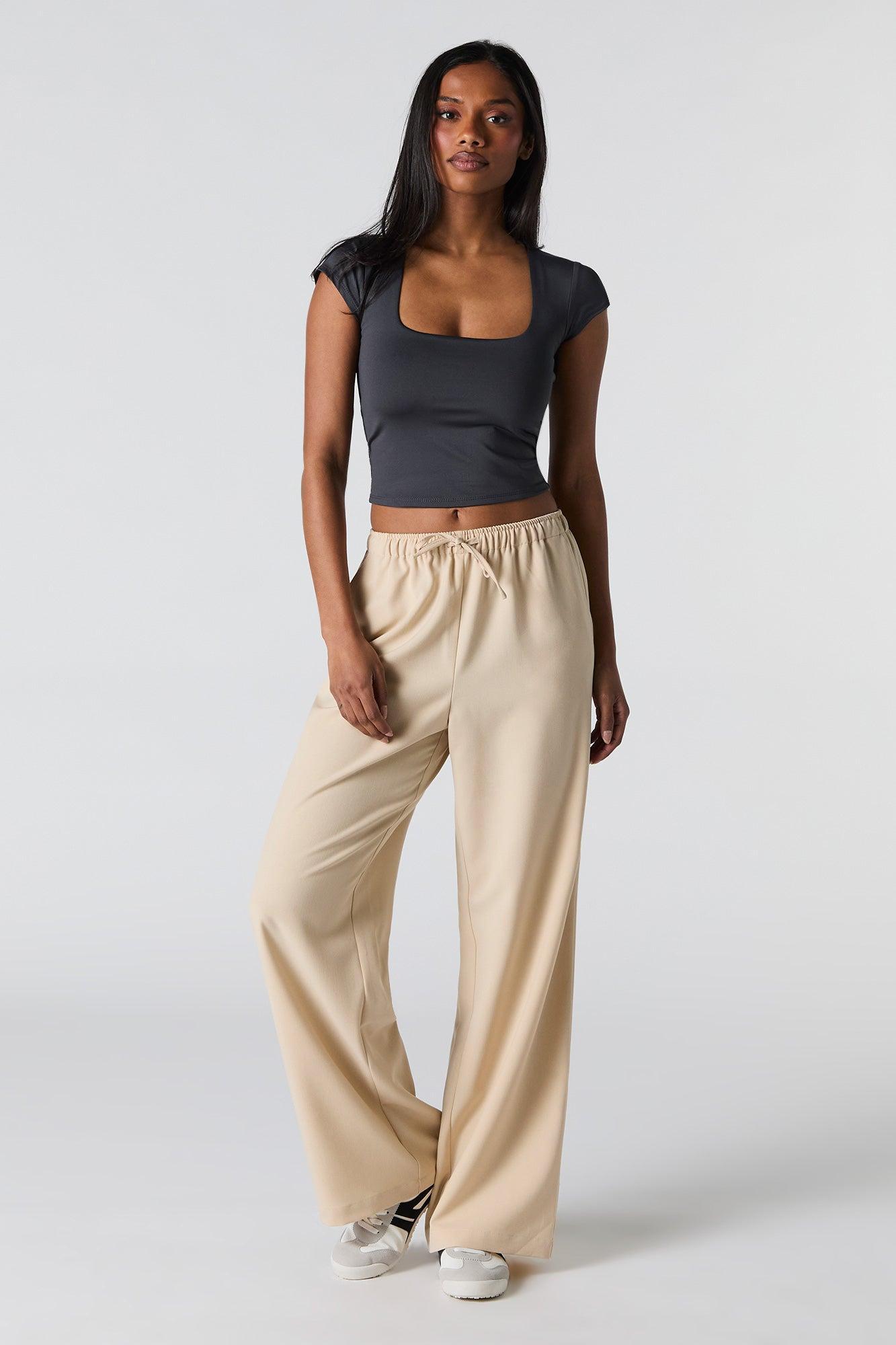 Drawstring Wide Leg Dress Pant Female Product Image