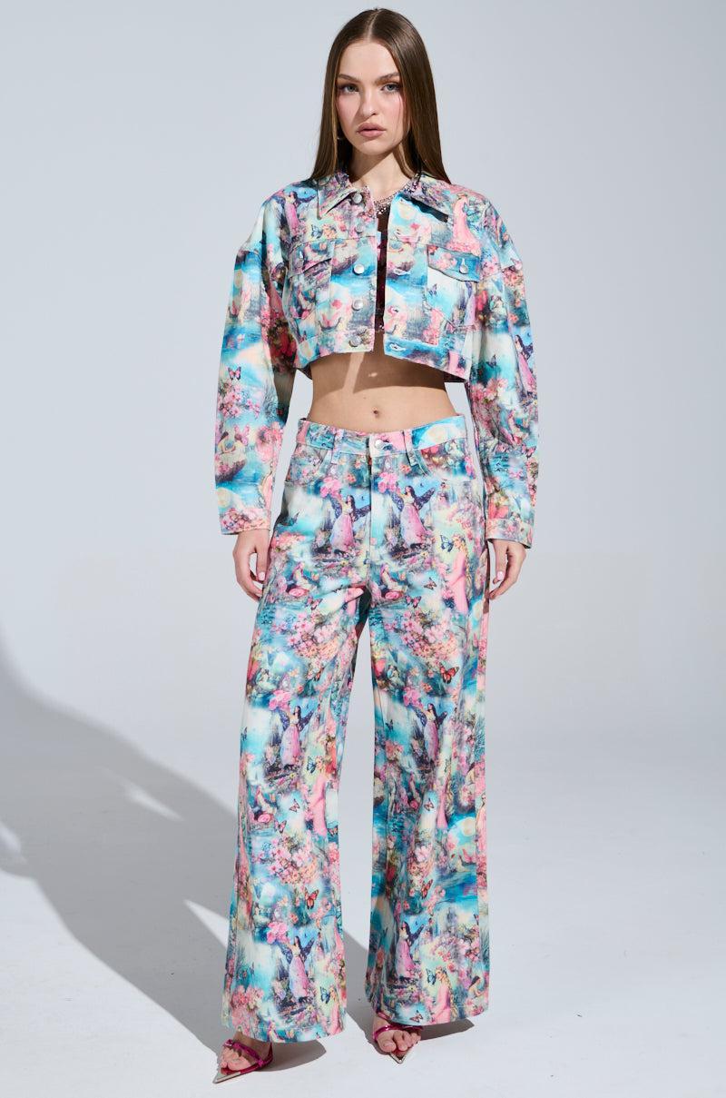 AKIRA Female Fantasy Printed Denim Jacket Product Image