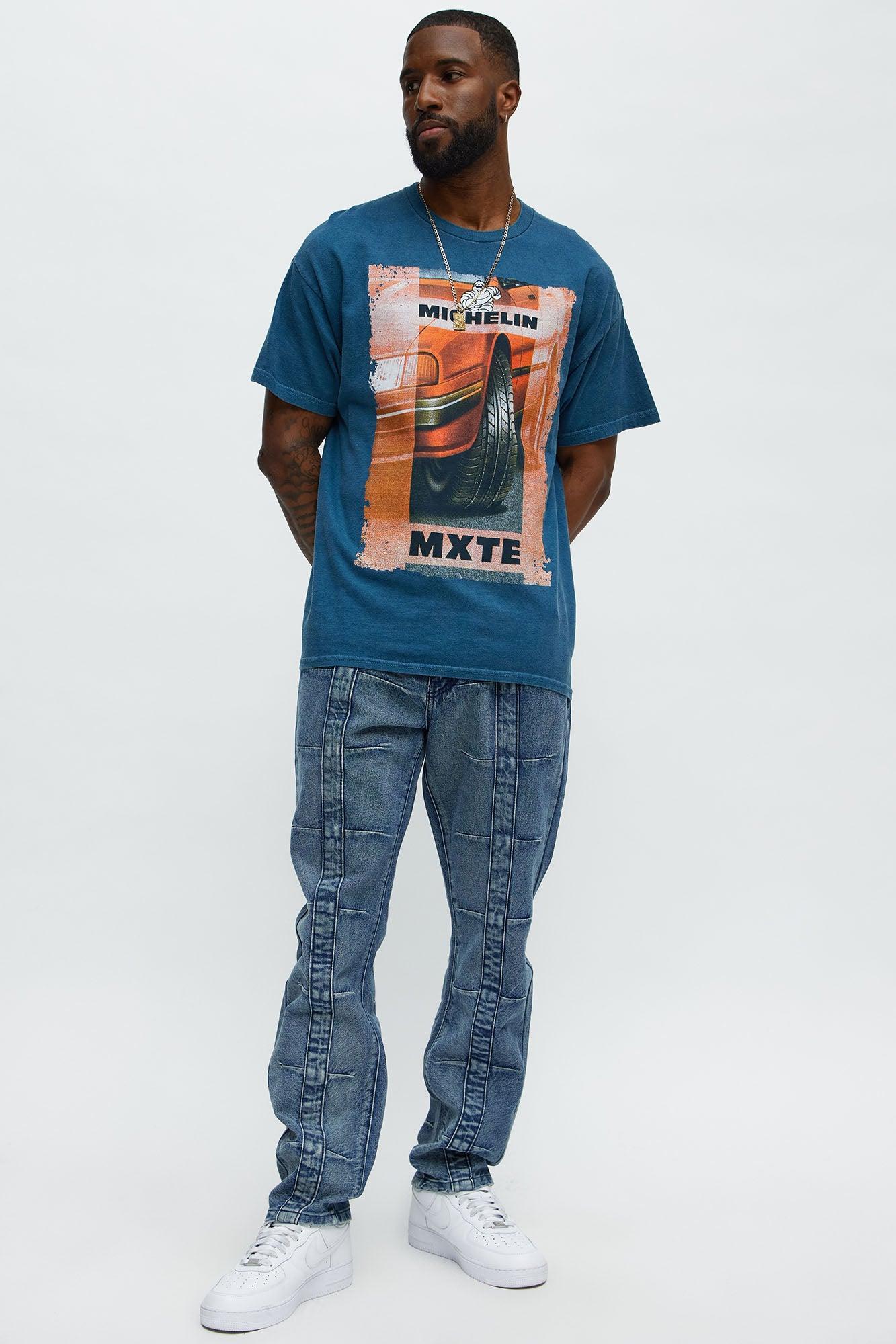 Vertical Panel Slim Jeans - Medium Blue Wash Product Image