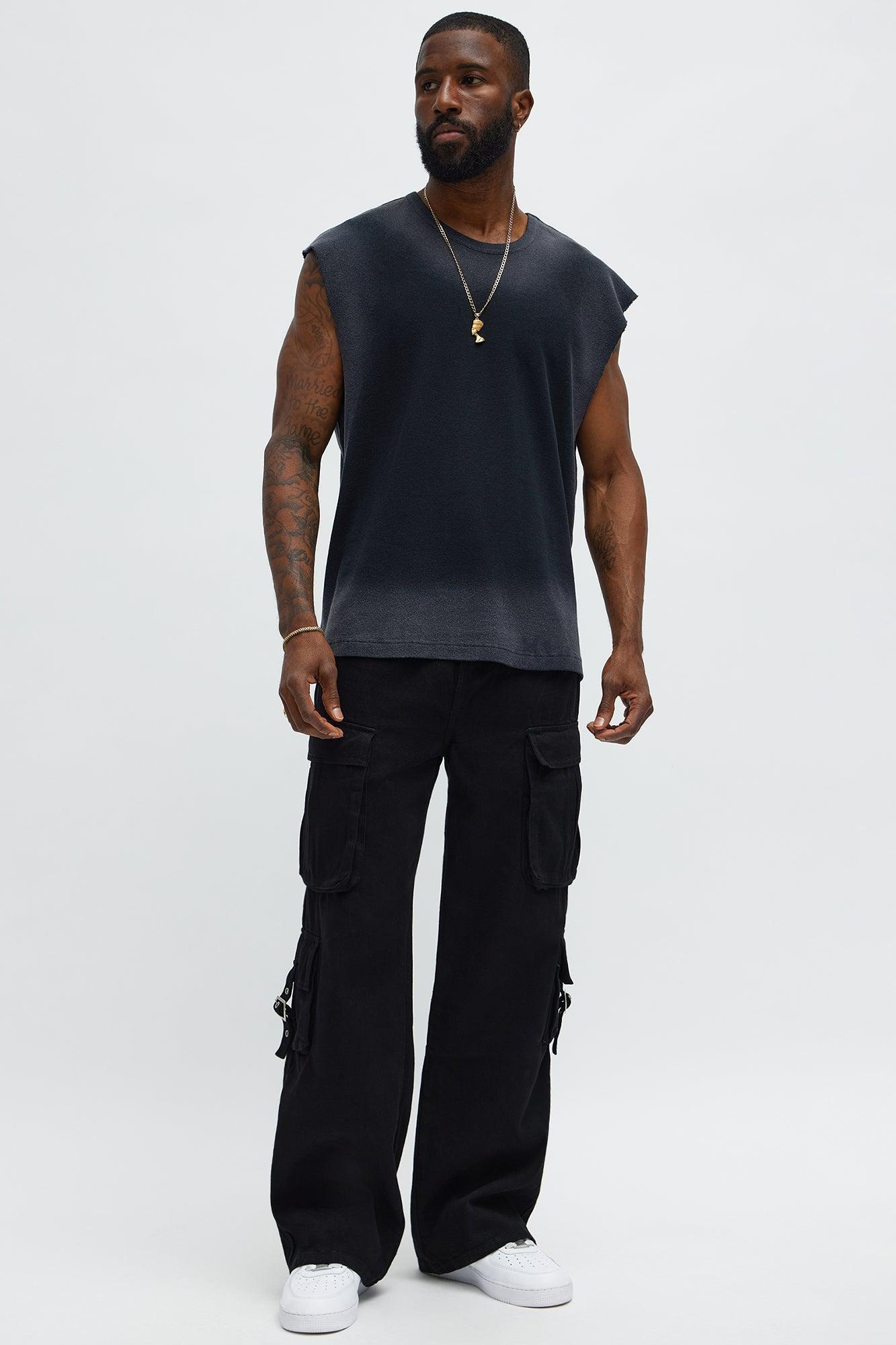 Relaxed Washed Muscle Tank - Gold/Black Product Image