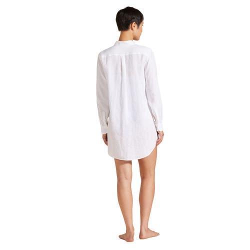 Womens Linen Long-Sleeve Mini Shirtdress Product Image