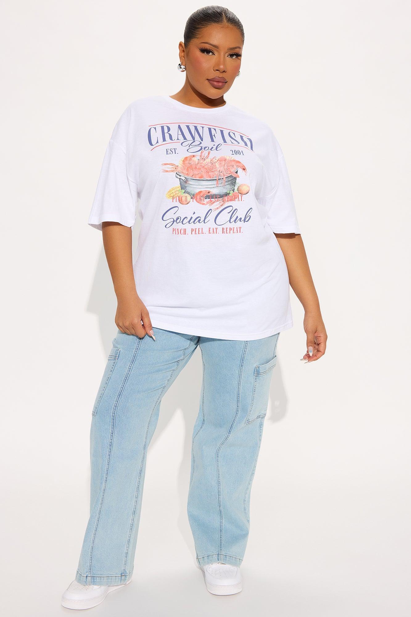 Crawfish Social Club Oversized Tee - White Female Product Image