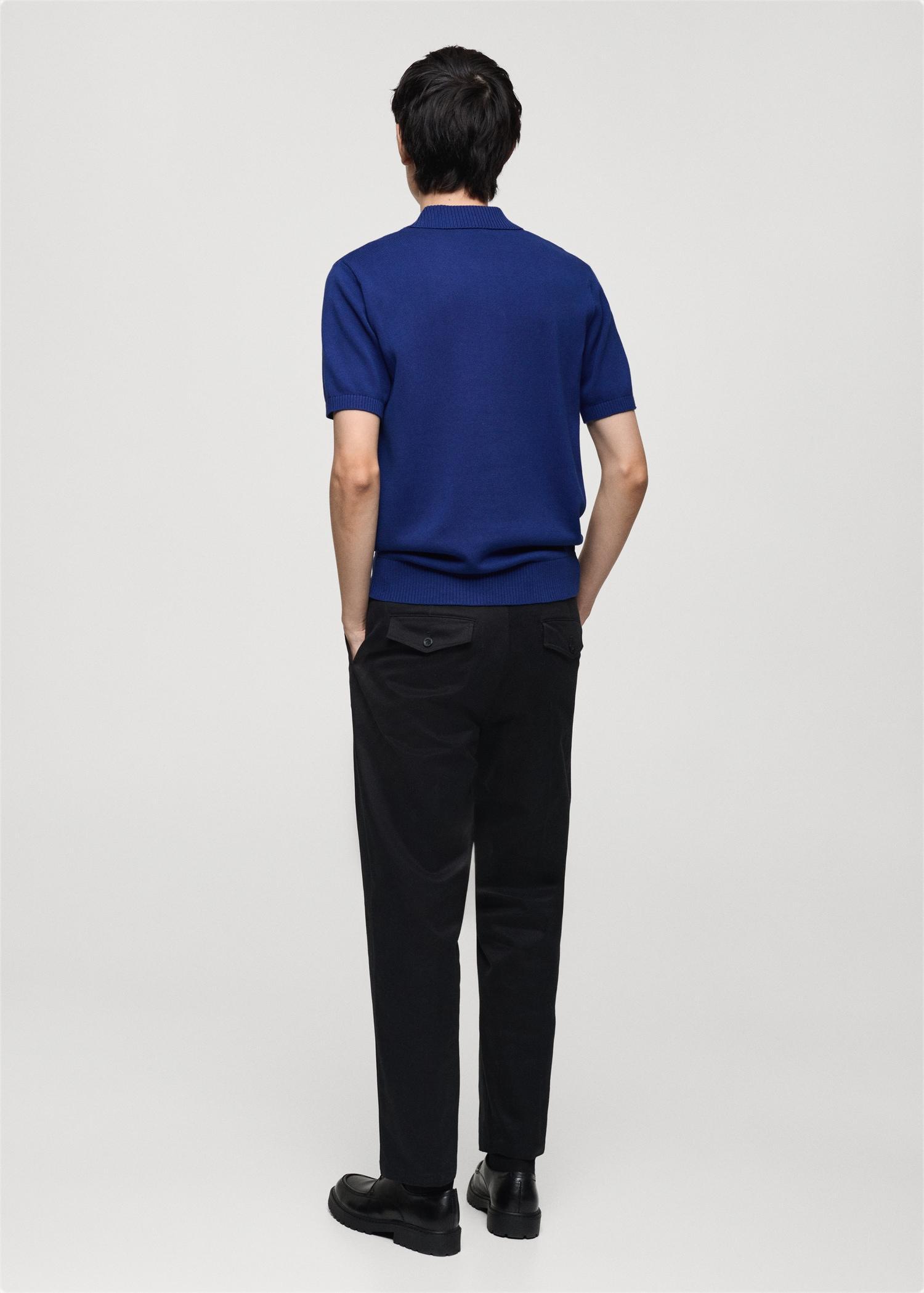 100% cotton knitted polo shirt - Men | MANGO USA Product Image