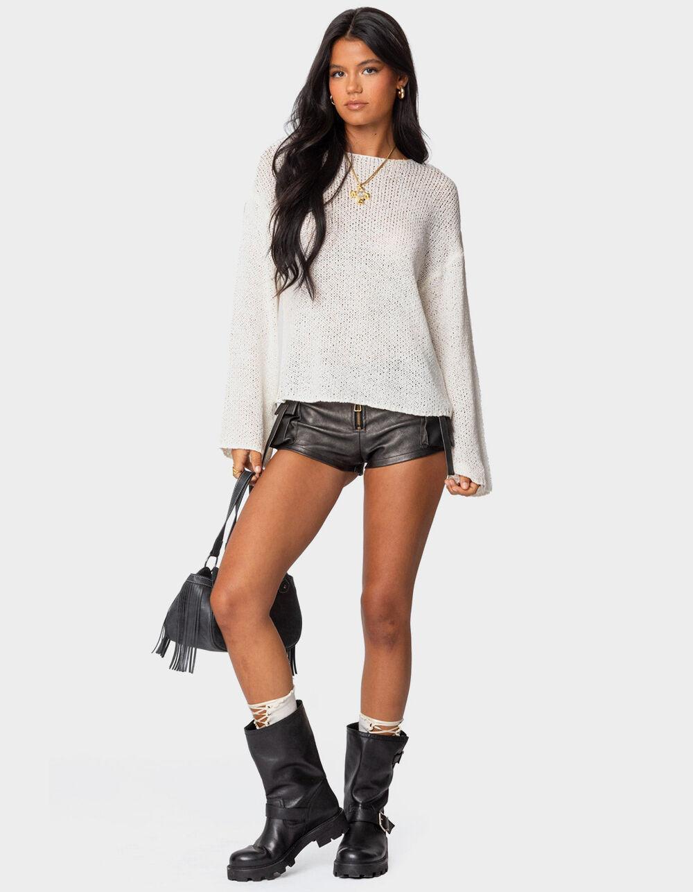 EDIKTED Drop Shoulder Light Knit Sweater - WHITE Product Image
