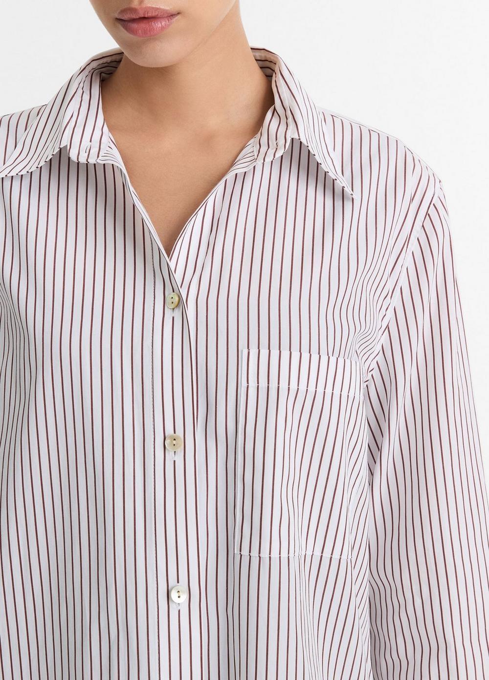 Womens Striped Cotton Relaxed Straight Shirt, Optic White/rose, Size S Vince Product Image