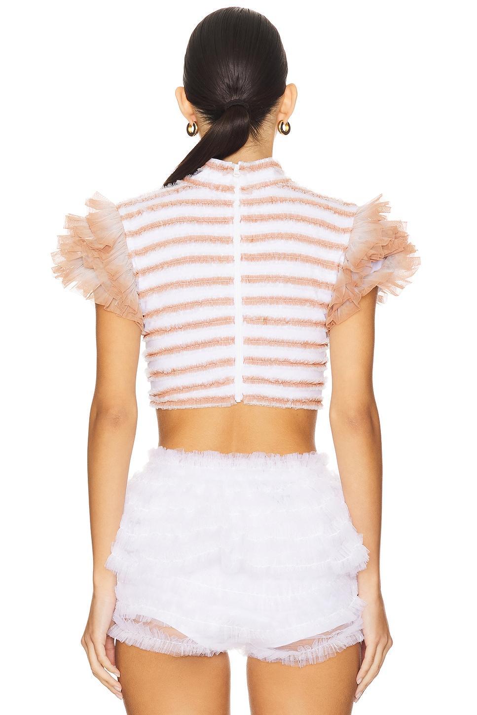 Shirred Top With Puff Sleeves Susan Fang Product Image