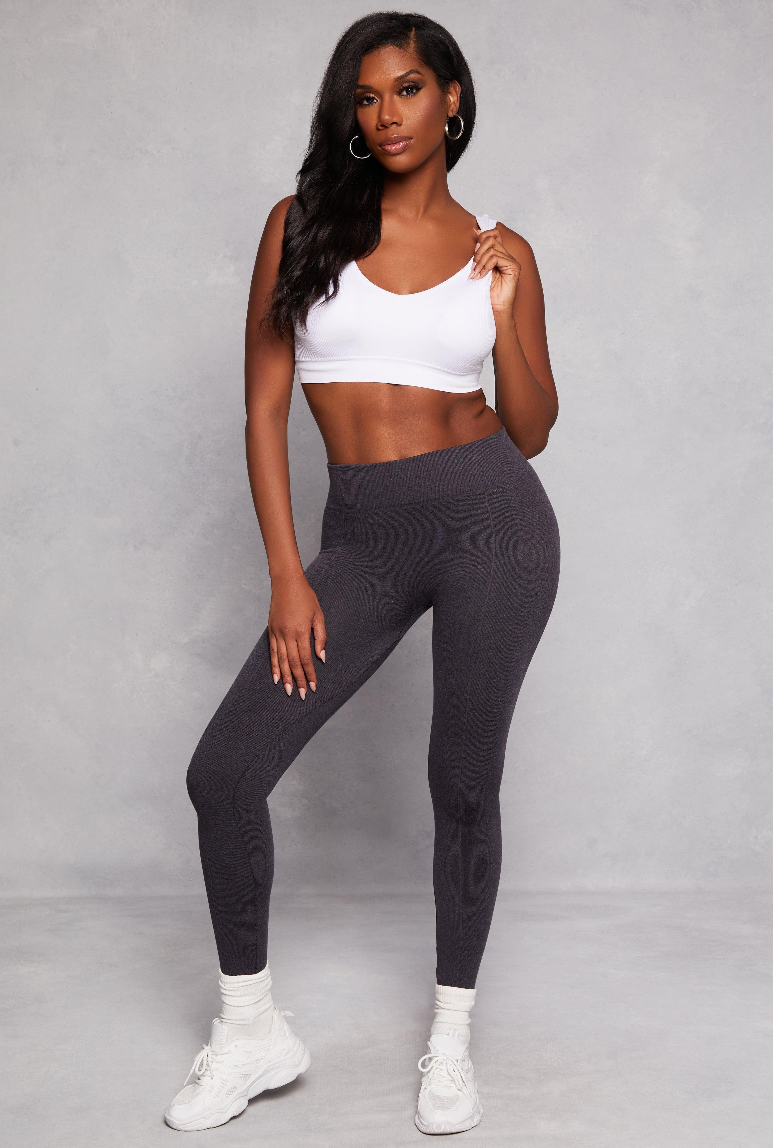 Womens Fleece Textured Waistband Leggings Product Image