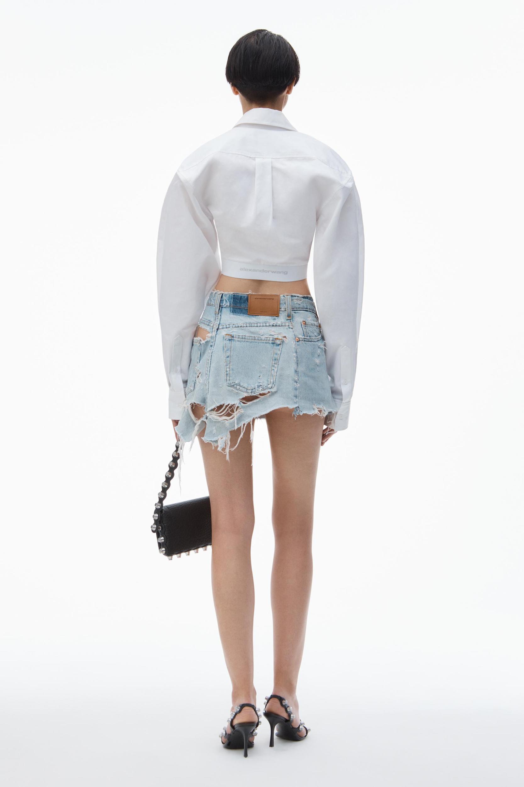Cropped Shirt In Organic Cotton With Logo Elastic Product Image