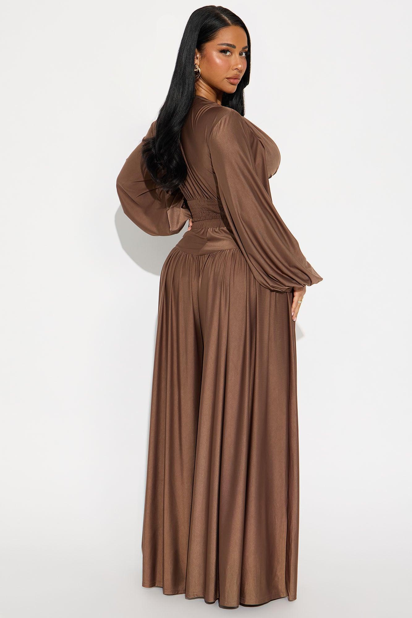 Solana Wide Leg Pant Set - Brown Product Image