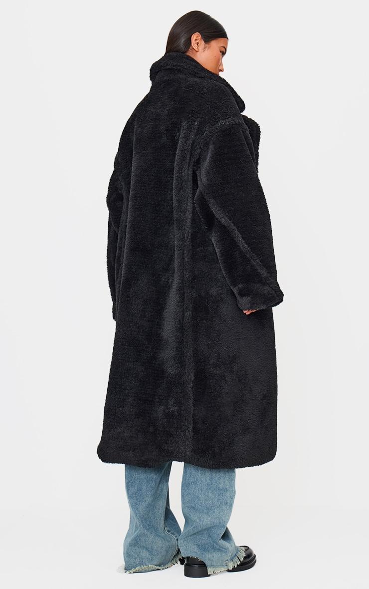 Black Plush Teddy Maxi Coat Product Image