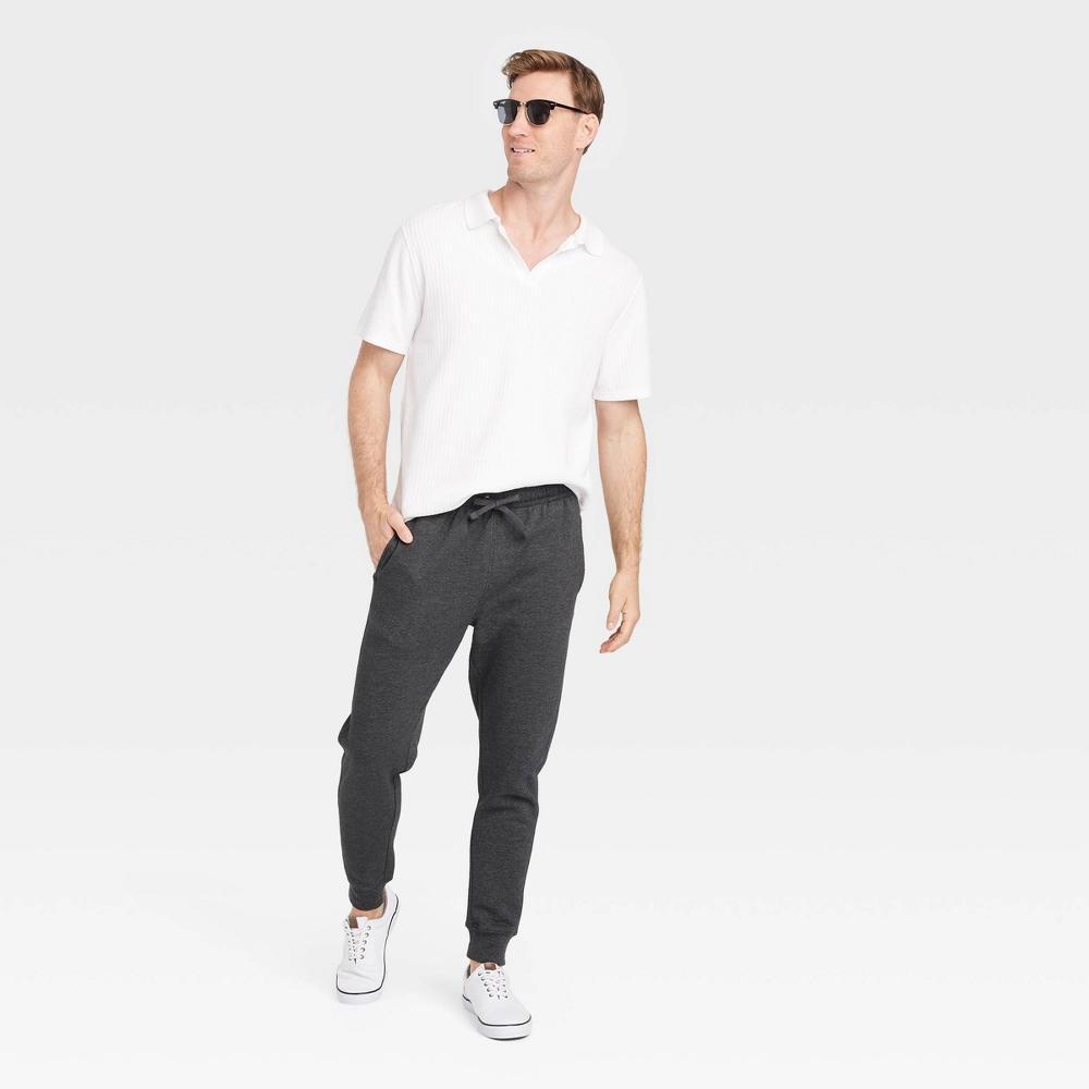 Men's Fleece Jogger Pants - Goodfellow & Co™ Charcoal XS: Midweight, Adjustable Waistband, Tapered Leg Product Image