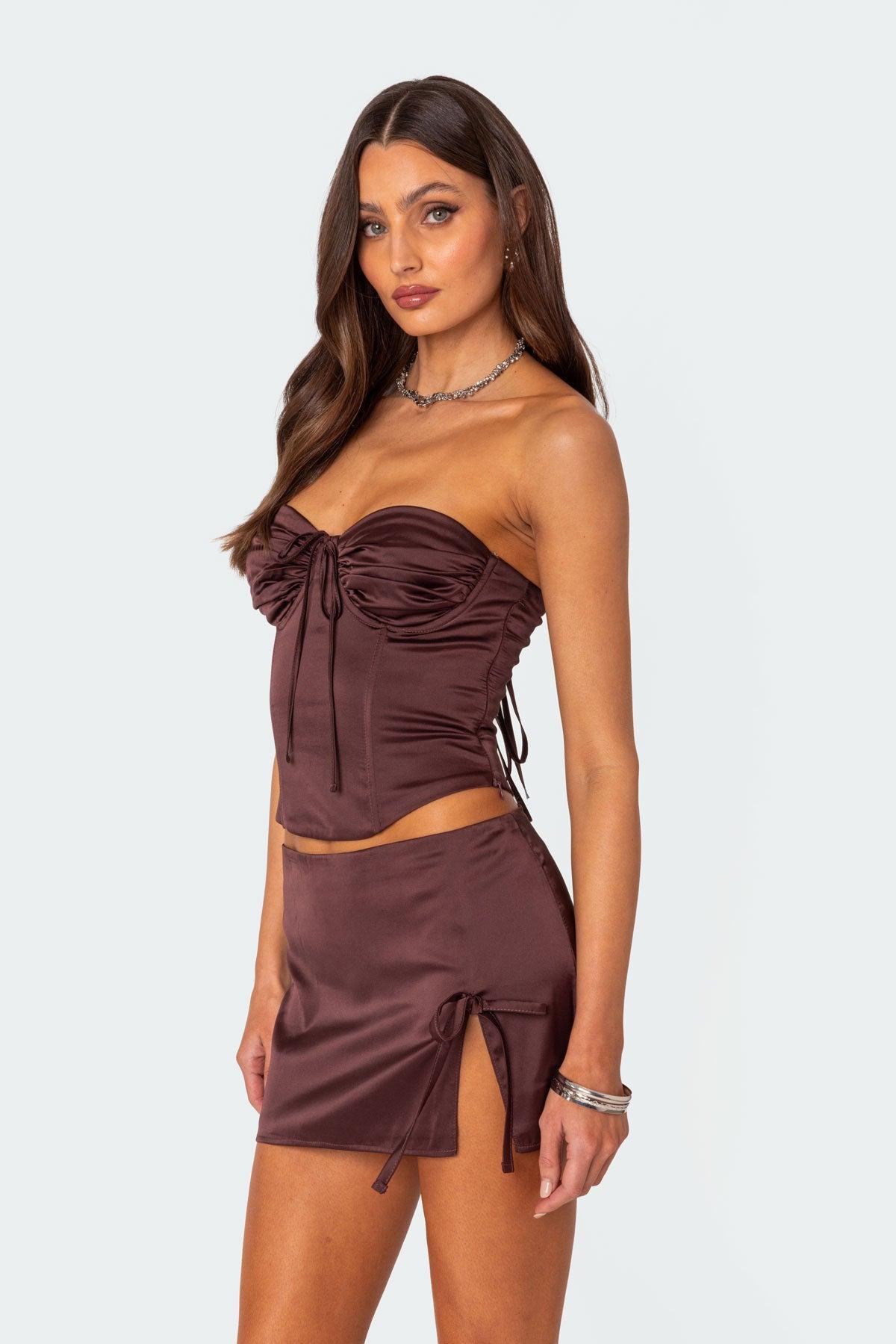 Bea Satin Effect Lace Up Corset Product Image