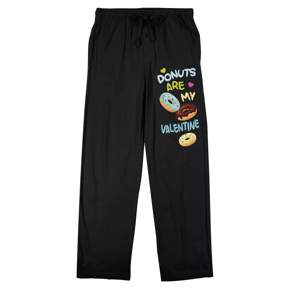 Men's Valentine's Day Donuts Are My Valentine Sleep Pants, Size: Large, Black Product Image