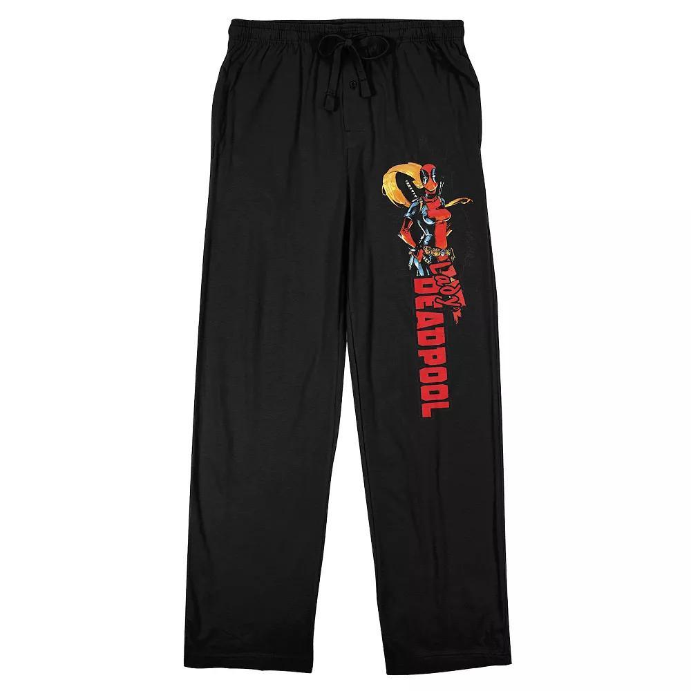 Men's Lady Deadpool Sleep Pants, Size: XL, Black Product Image