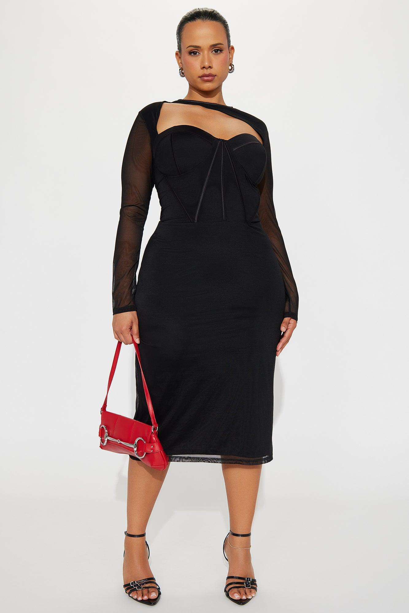 Cocktail Hour Corset Midi Dress - Black Product Image