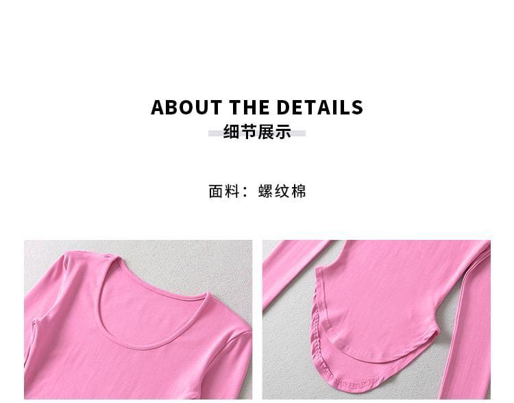 Long Sleeve Scoop Neck Plain Tee Product Image