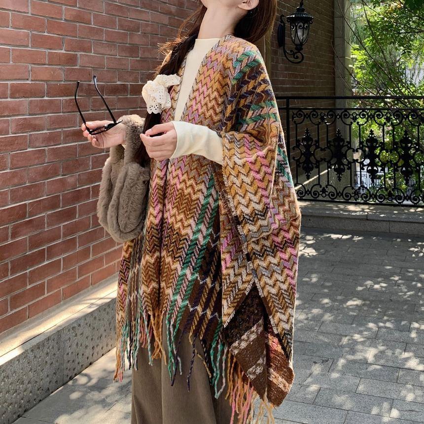 Plaid Fringed Shawl Product Image