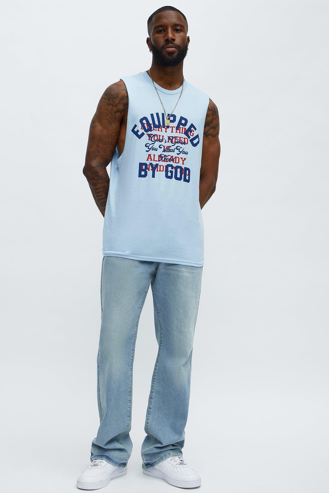 Equipped By God Muscle Tee - Light Blue Product Image