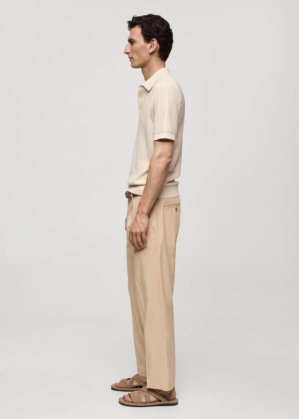 100% cotton micro-structure polo shirt - Men | MANGO USA Product Image
