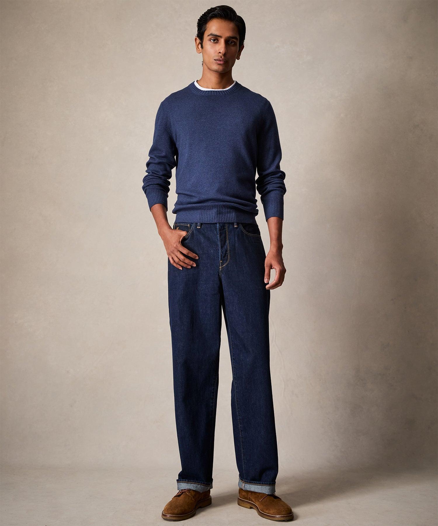 Italian Garment Dyed Wool Cashmere Crewneck Sweater Product Image