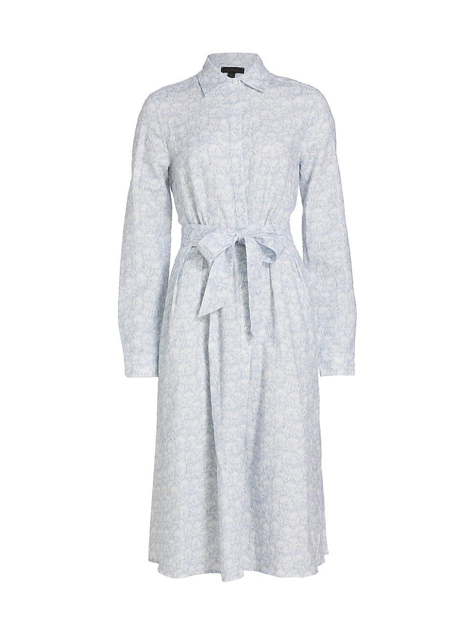 Womens COLLECTION Printed Linen-Cotton Shirtdress Product Image