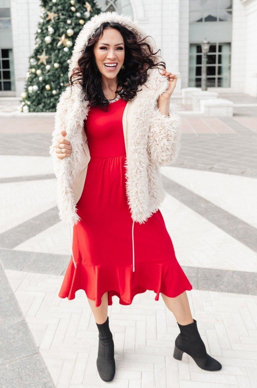 Cloudy Skies Dress in Crimson (Online Exclusive) Product Image