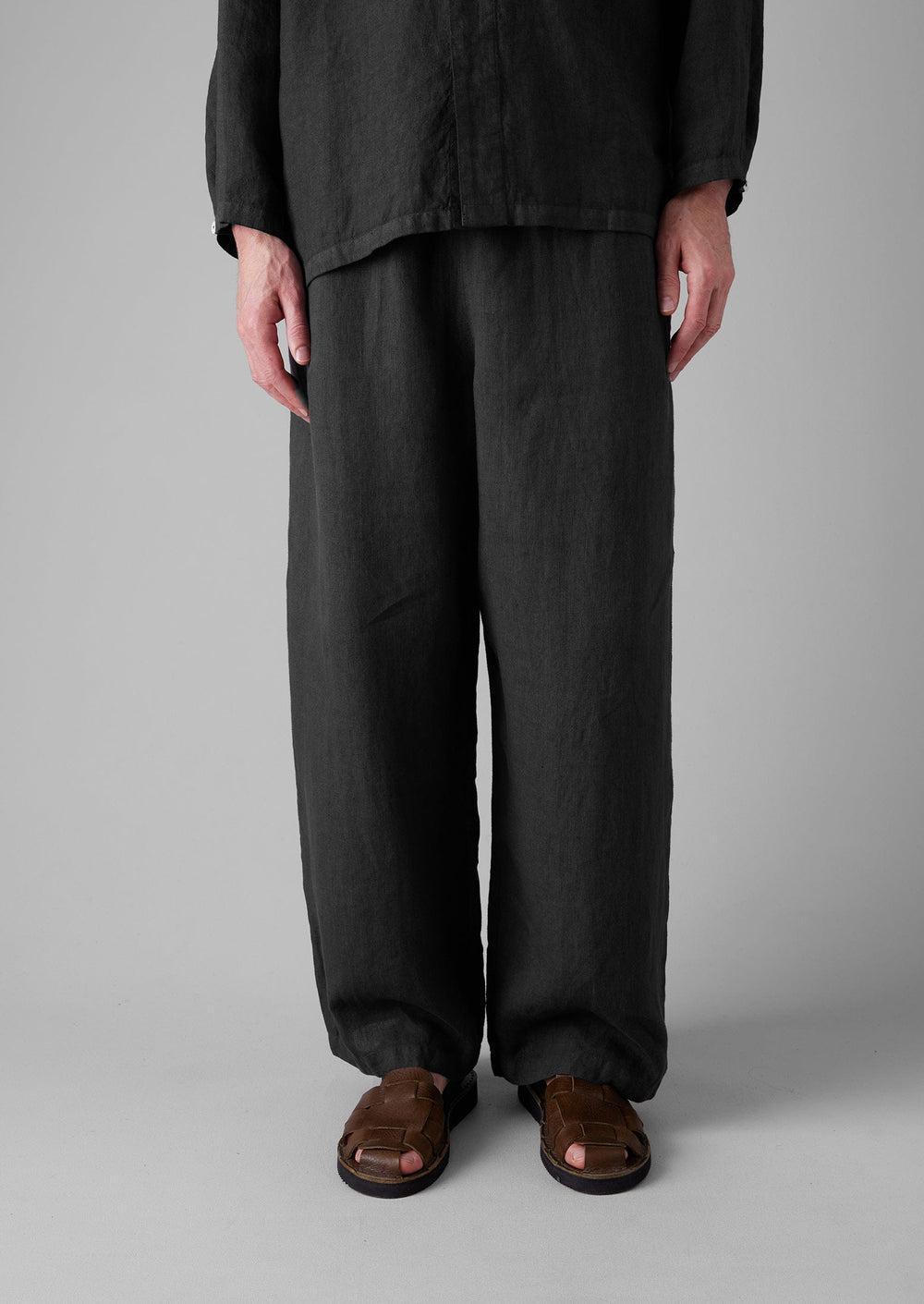 Garment Dyed Linen Drawstring Pants | Black Pepper Product Image