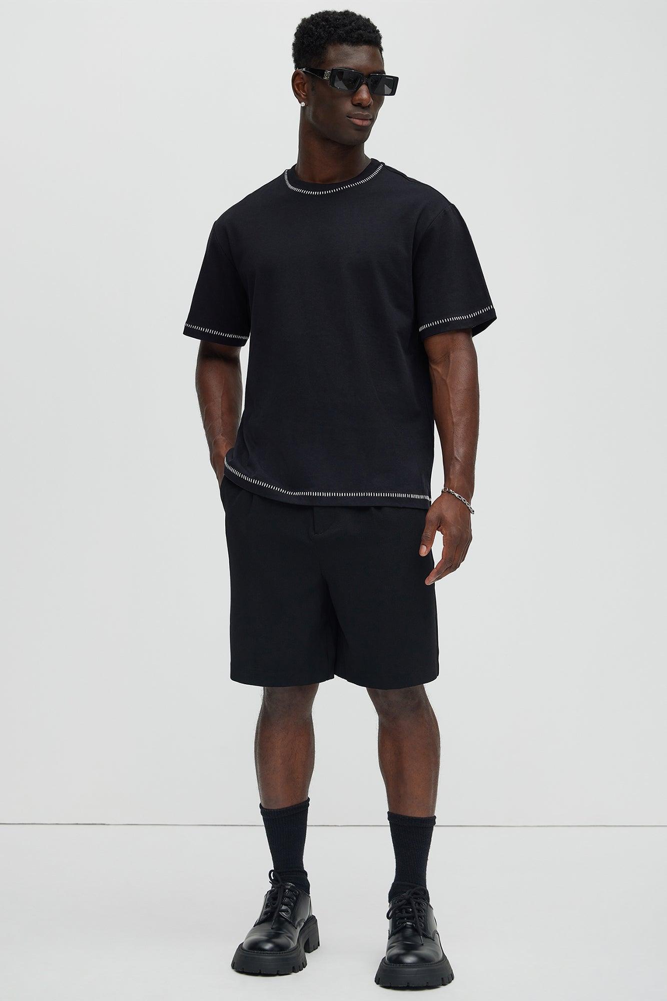 Jacob Stitch Relaxed Tee - Black Product Image
