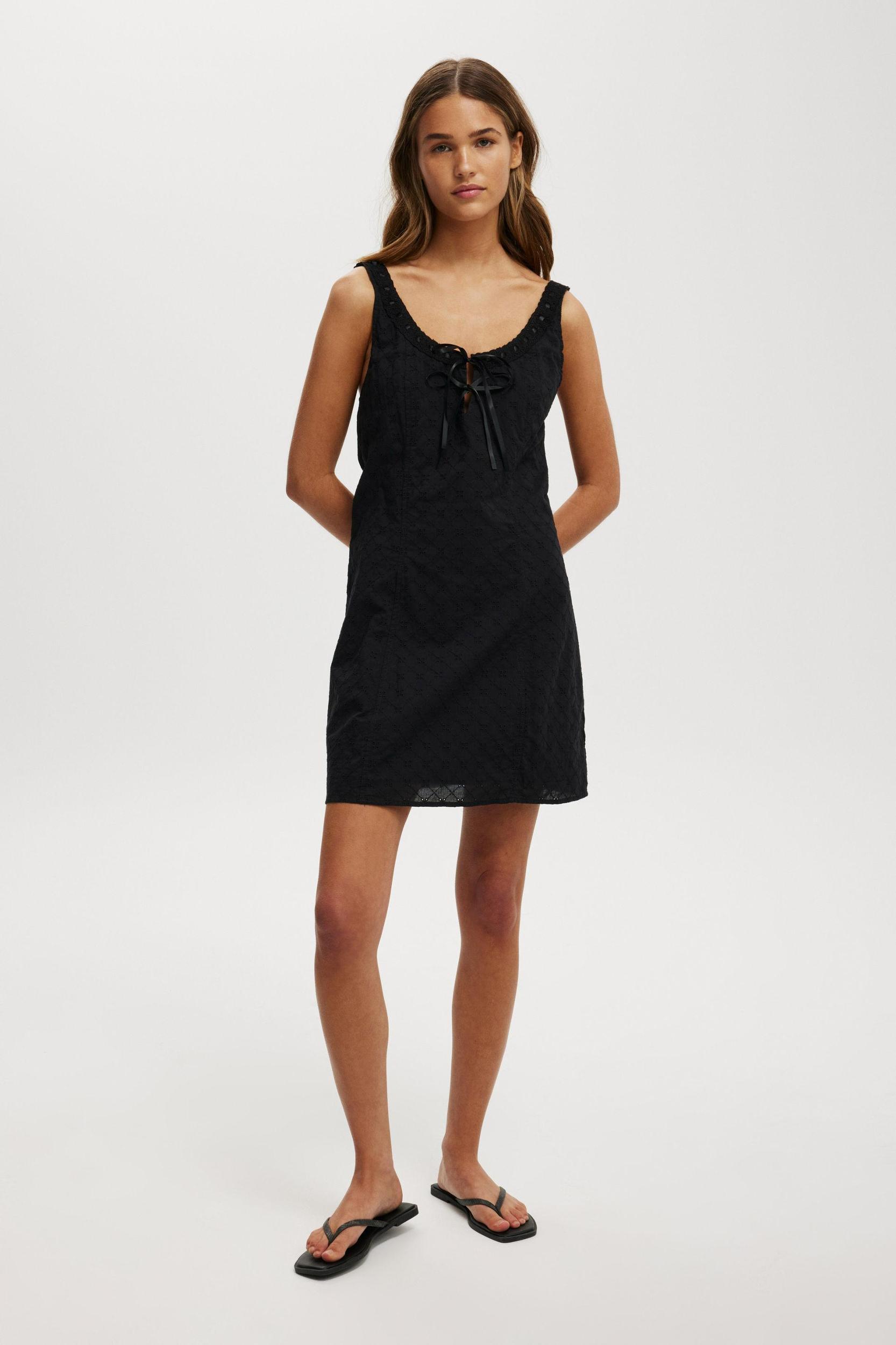 Ribbon Broderie Mini Dress Product Image