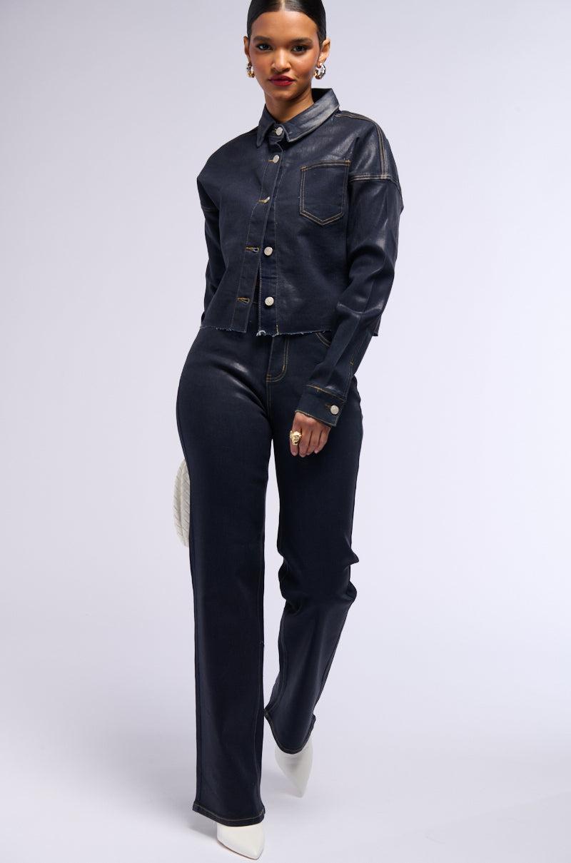 AFTER DARK DENIM BUTTON UP TOP Product Image