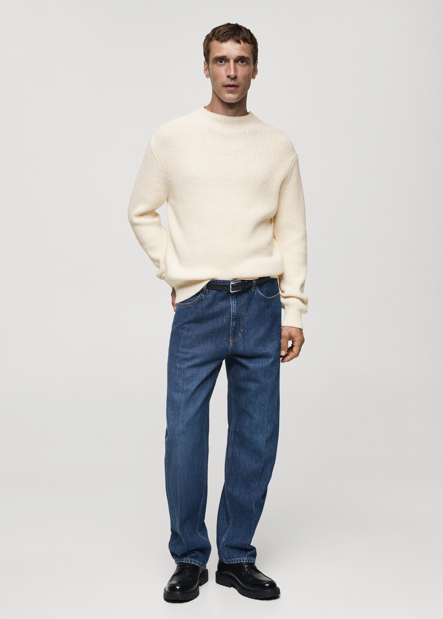 Knitted cotton sweater - Men | MANGO USA Product Image