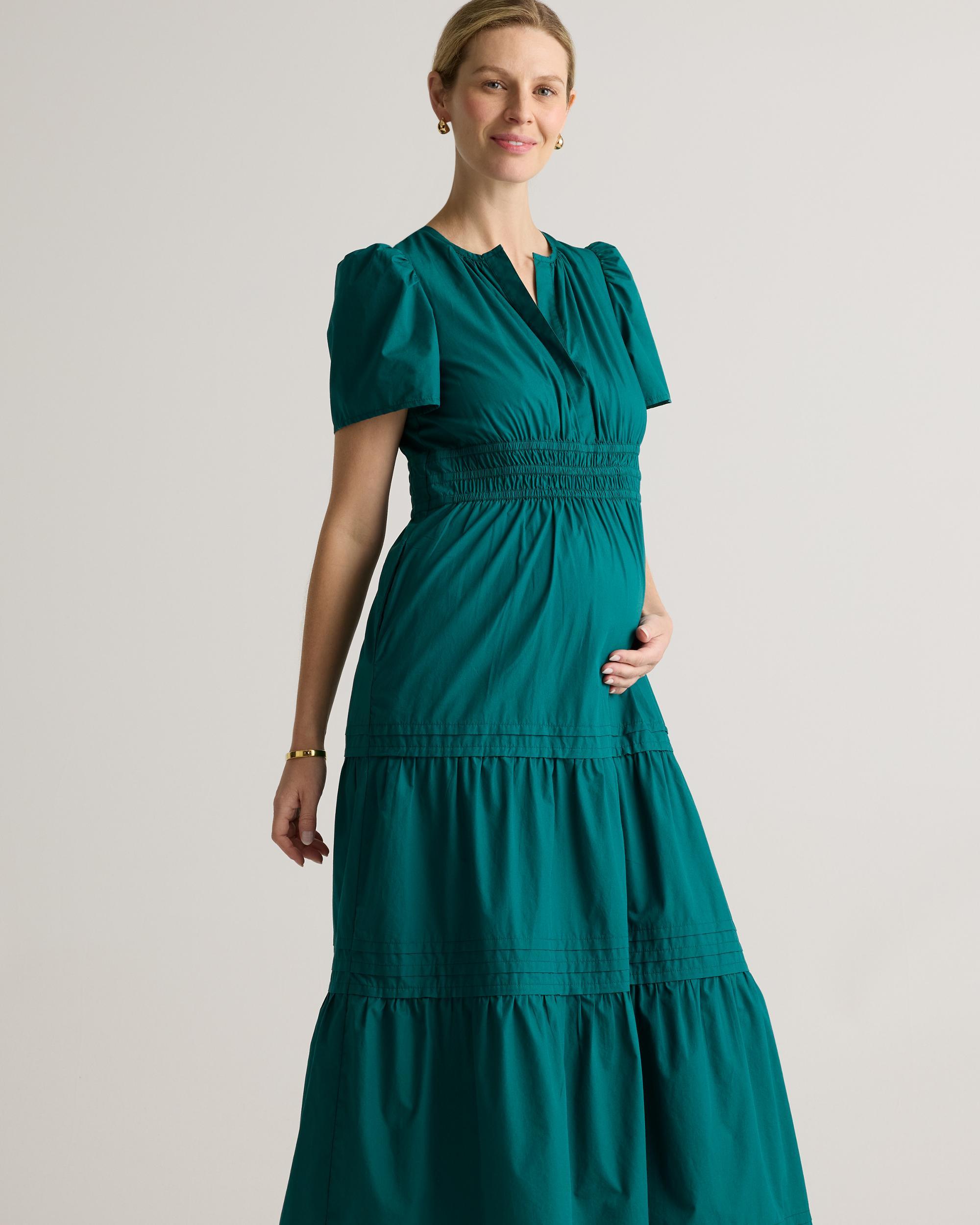 Quince | Women's Poplin Maternity Tiered Maxi Dress Organic Cotton Product Image