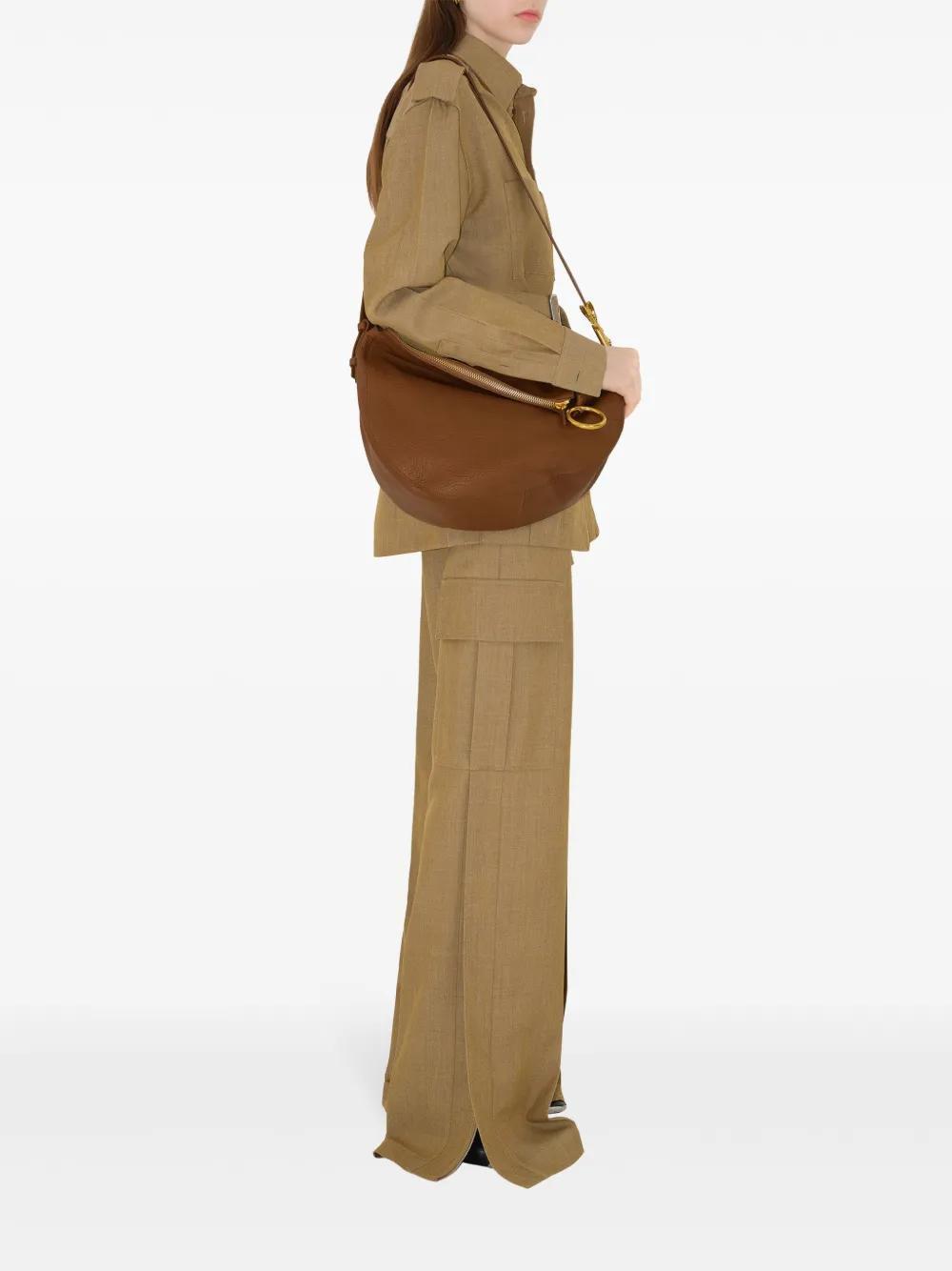 BURBERRY Medium Knight Leather Shoulder Bag In Hazel Product Image
