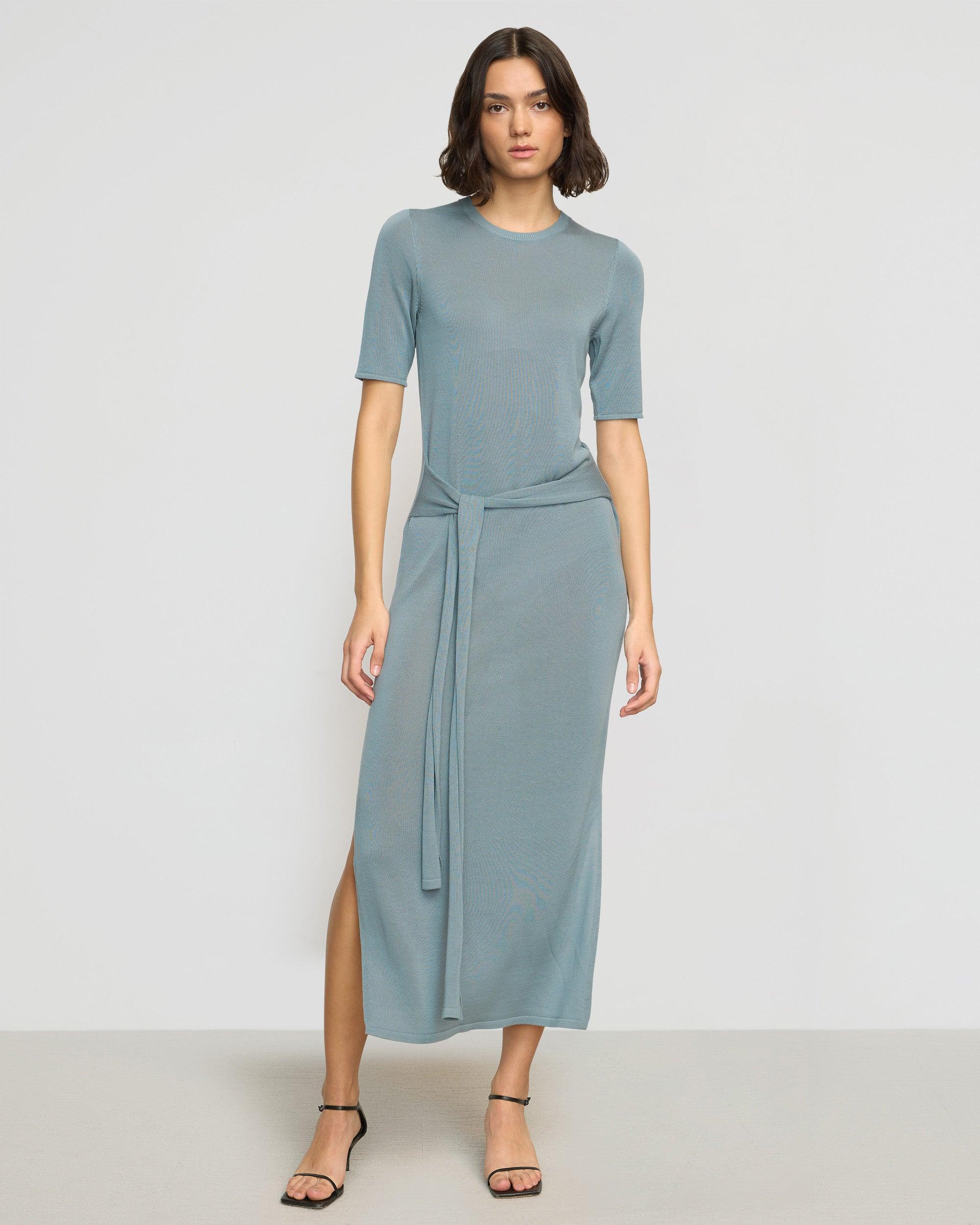 Larkyn Tie-Front Semi-Sheer Tencel-Wool Dress Product Image