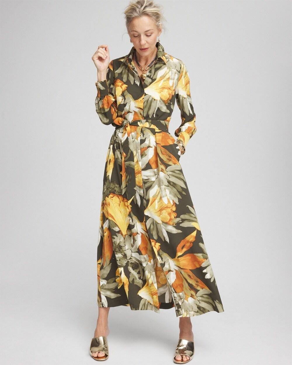 Leaf Print Shirt Dress Product Image