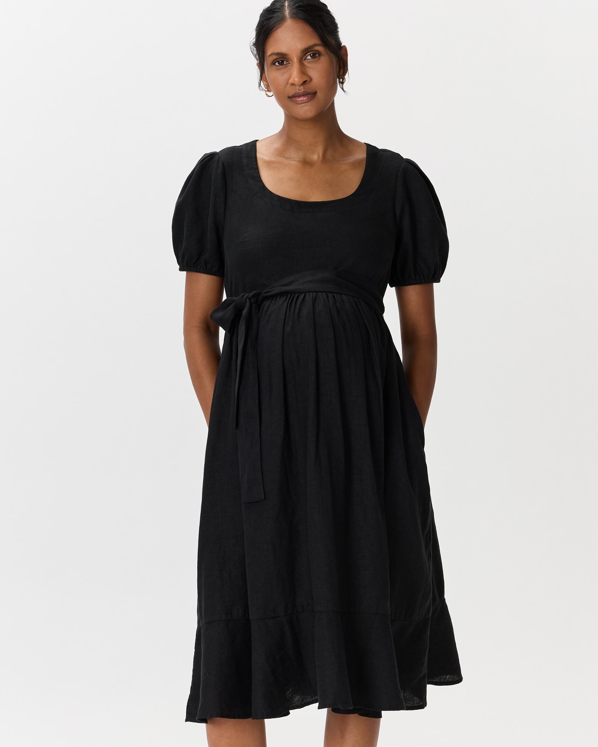 Quince | Women's 100% European Linen Maternity Short Sleeve Midi Dress Size XS, Tencel Product Image