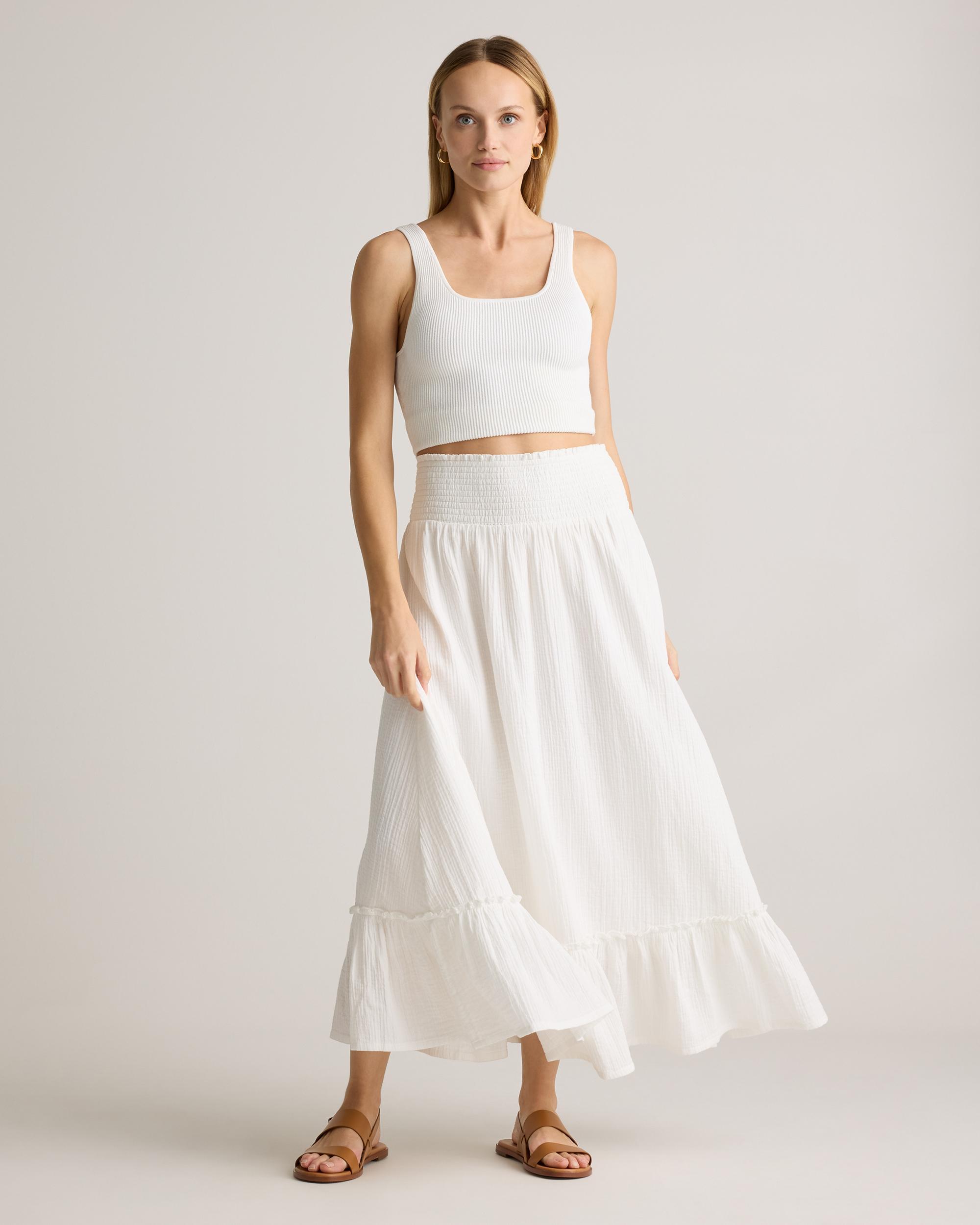 Quince | Women's Gauze Smocked Maxi Skirt Size XS, Organic Cotton Product Image