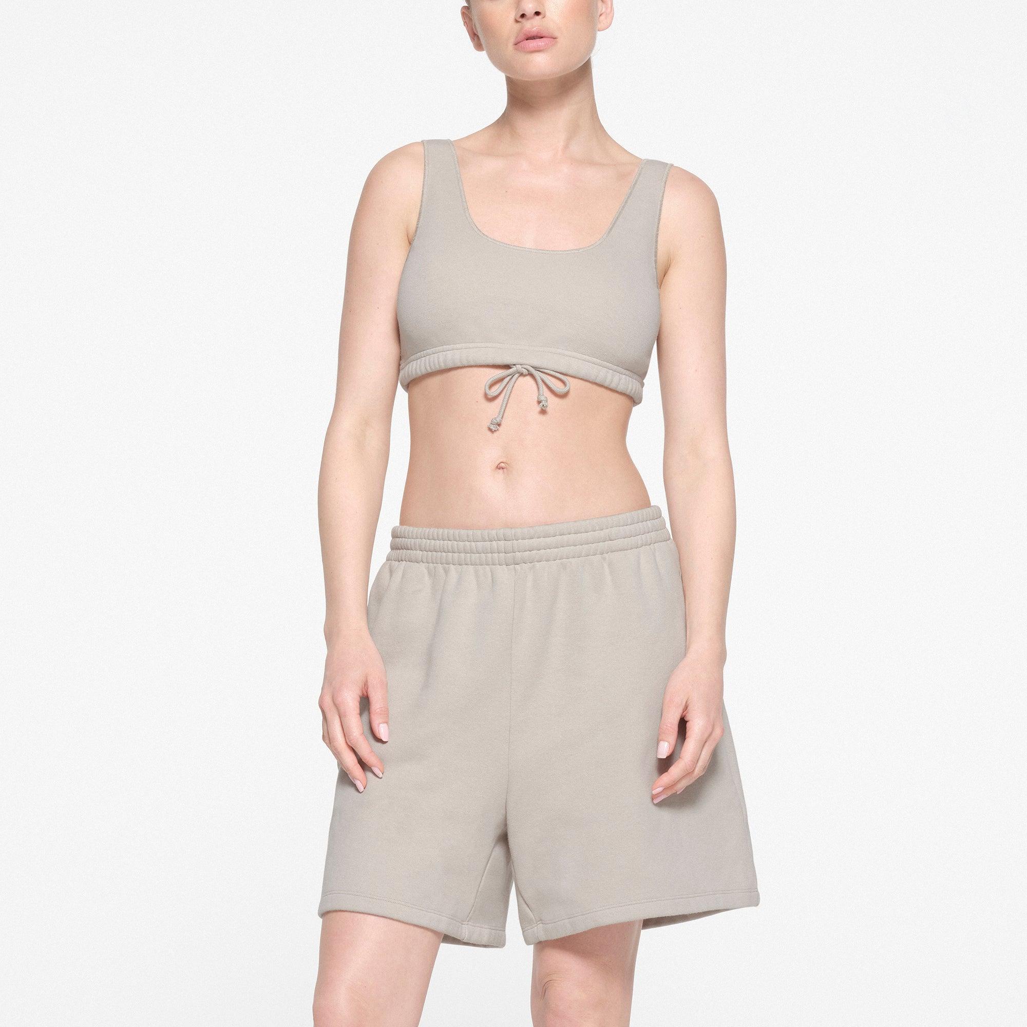 COTTON FLEECE BRALETTE | STONE Product Image