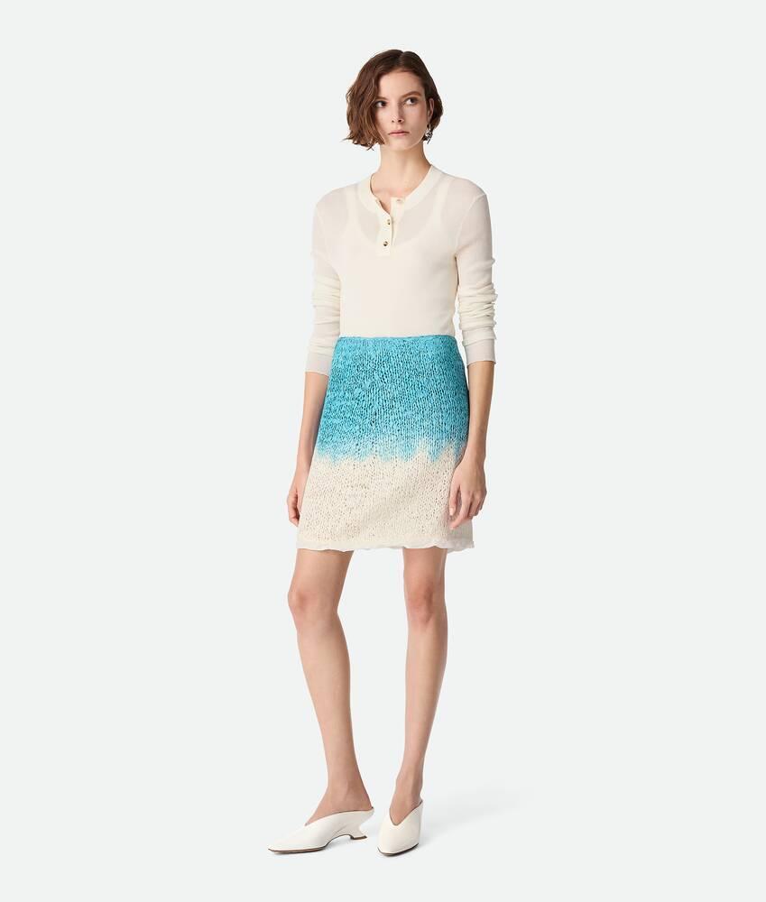 Women's Wool And Silk Overdyed Skirt in Chalk/skyline Product Image
