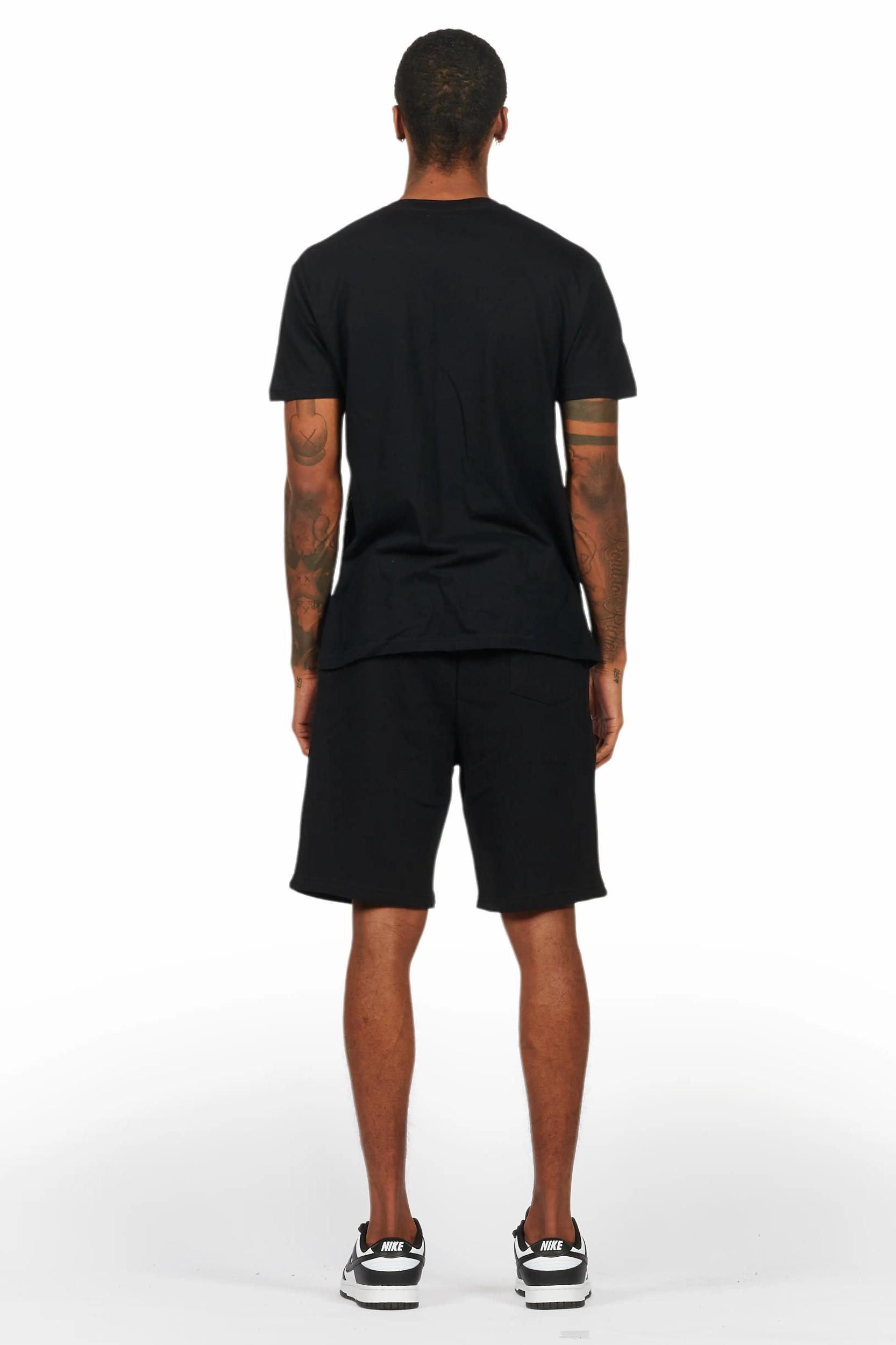 Racing Grung Black Graphic T-Shirt Short Set Male Product Image