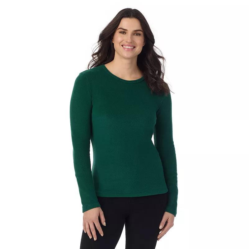 Women's Cuddl Duds® Fleecewear With Stretch Long Sleeve Top, Size: Large, Black White Snowflake Product Image