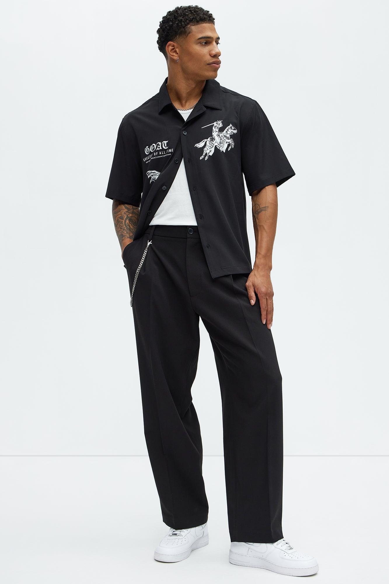 Knight And Gargoyle Full Button Shirt - Black Product Image
