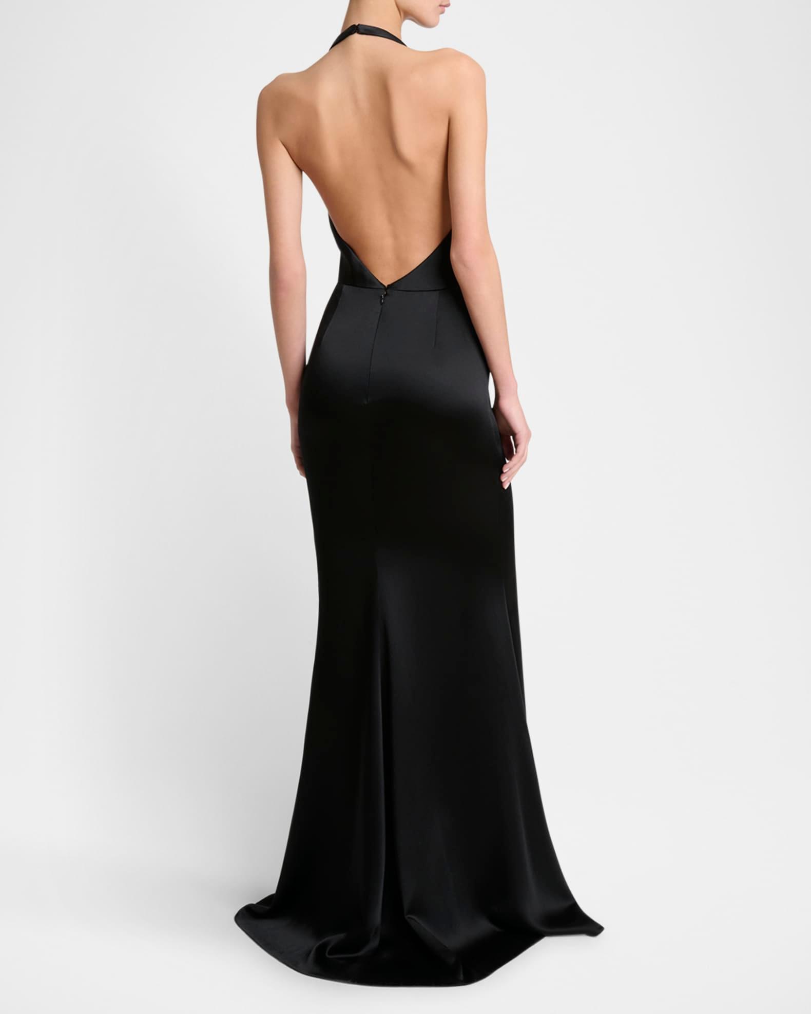 Halter Satin Backless Trumpet Gown Product Image