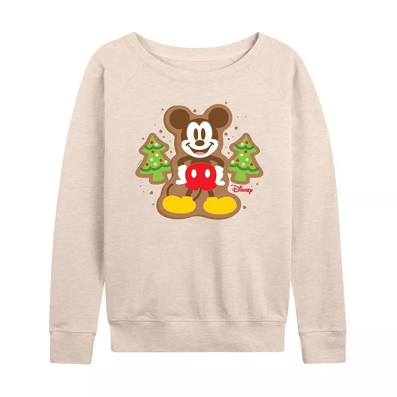 Disney's Mickey Mouse Women's Cookie French Terry Long Sleeve Tee, Size: Large, Grey Indigo Product Image