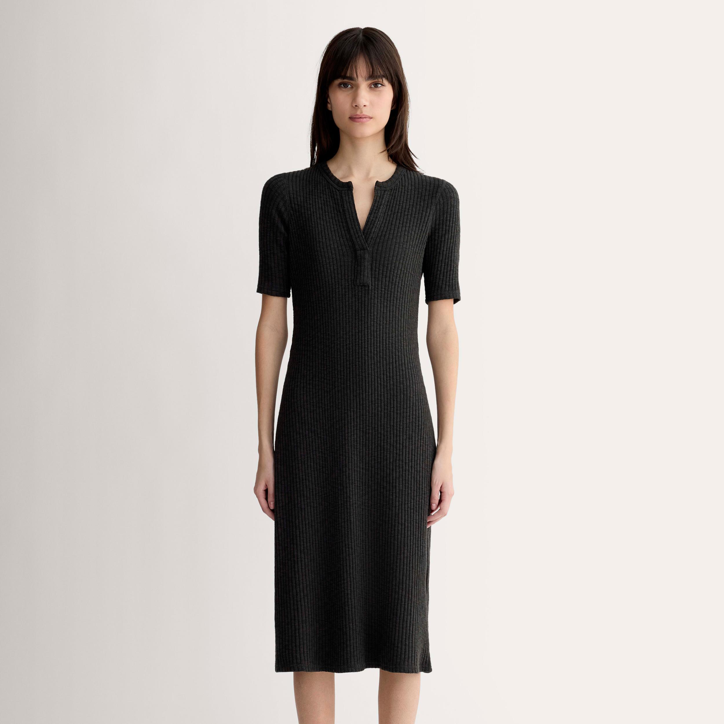 The Rib-Knit Henley Dress Product Image