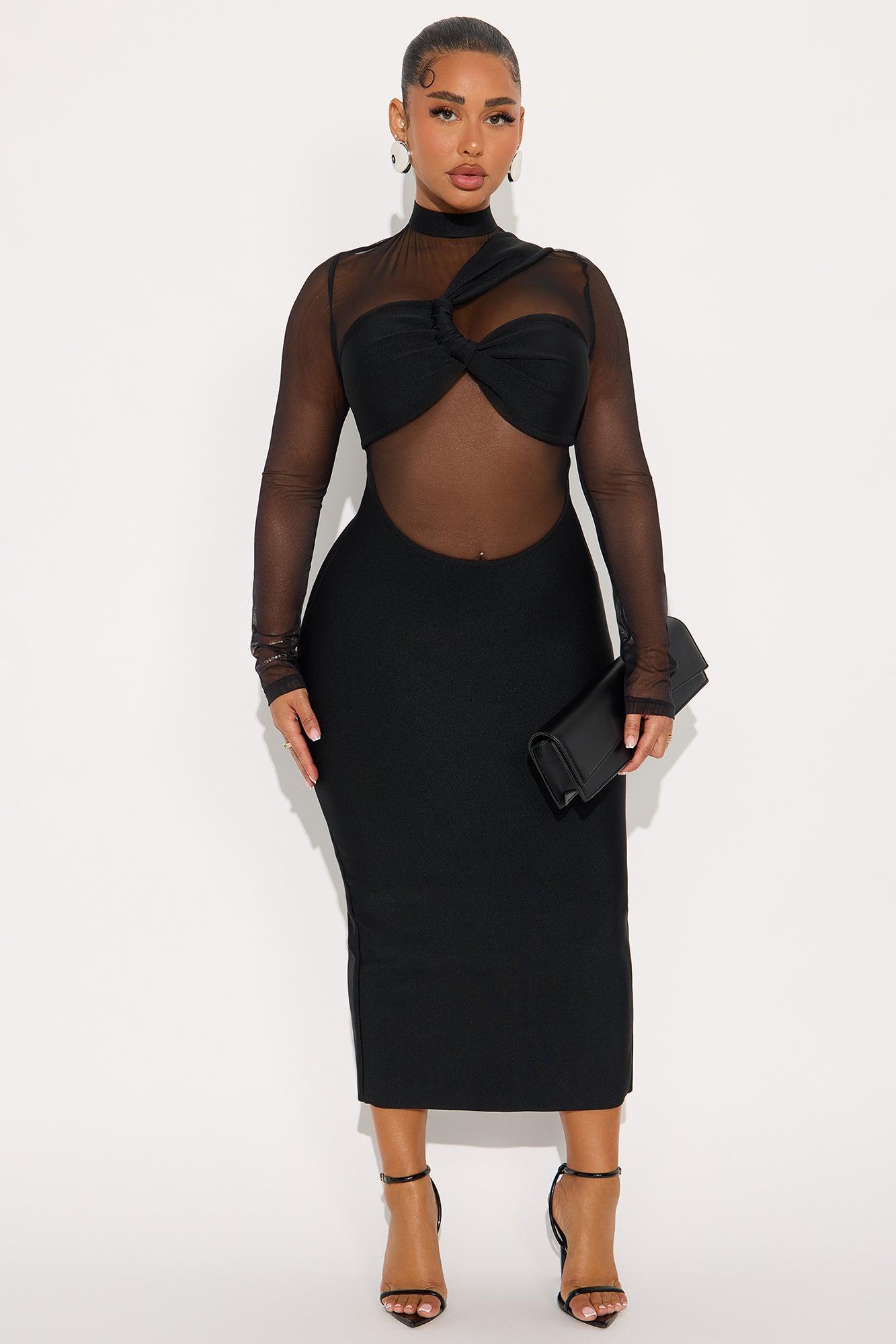 Kiro Mesh Bandage Midi Dress - Black Female Product Image