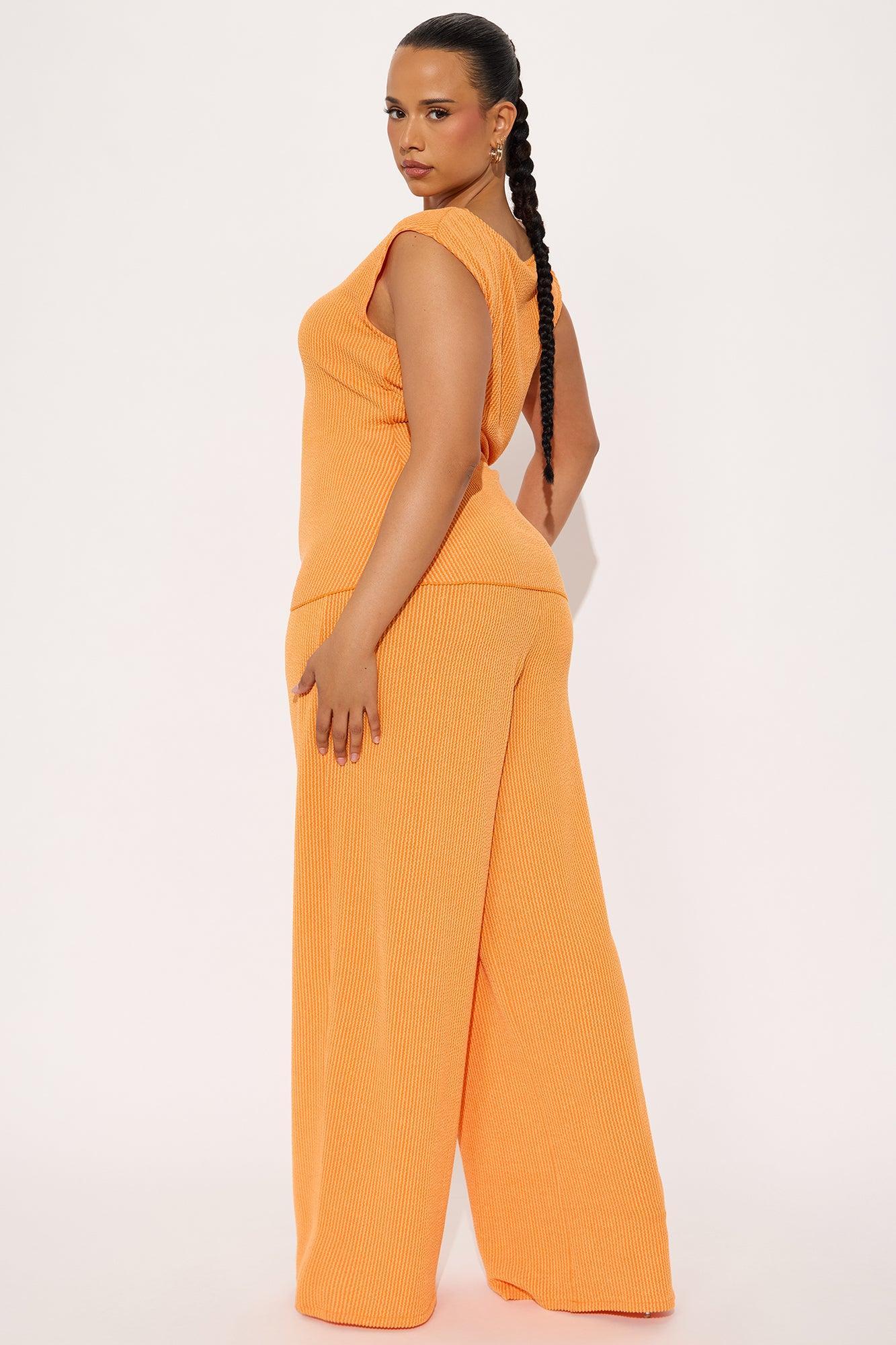 Amaya Ribbed Pant Set - Orange Product Image